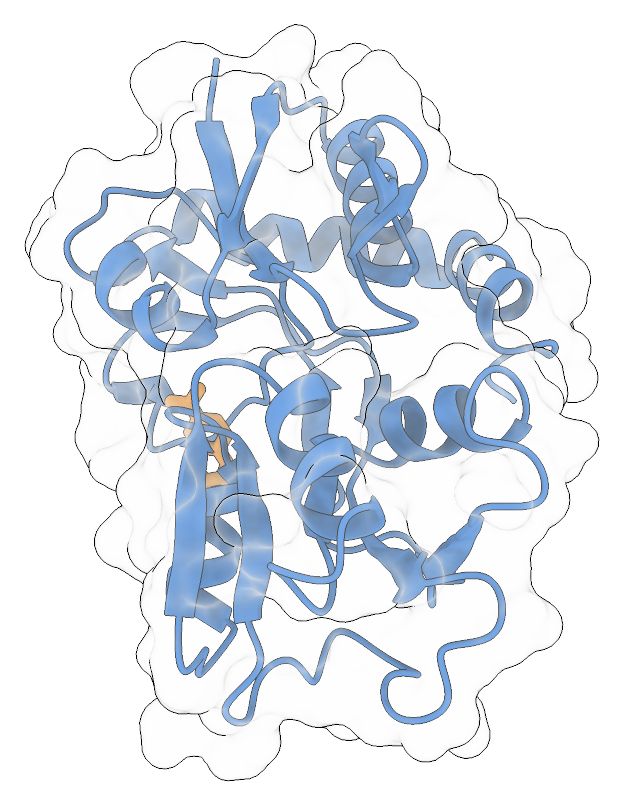 Ghost-ribbon render of the sensor protein in its off state